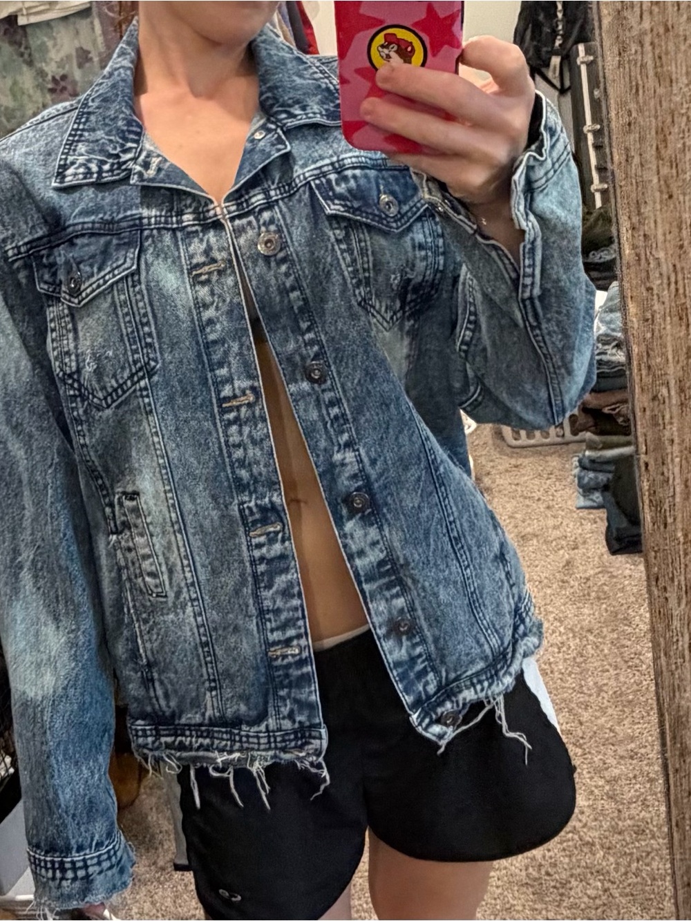 Buffalo David Bitton Distressed Light Blue Acid Wash Denim Jacket